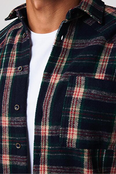 Tudors Slim Fit Uzun Kollu Dar Kesim Tek Cep Kareli Kışlık Oduncu Erkek Gömlek