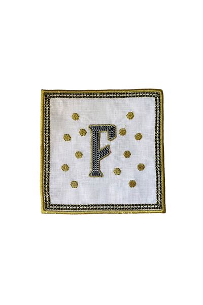 ge living Tiled Margot ́ ́F ́ Letter Cocktail Napkin (1 Piece)