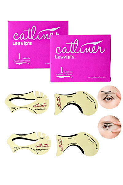 Lesvip's Pratik cat eye stancil & eyeliner & far & dipliner çekme aparatı 4'lü