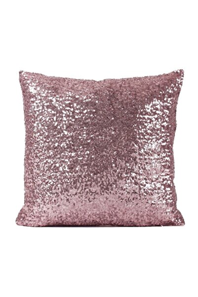 Paris Life Pullu Payetli Dekoratif Kırlent Kılıfı - Gül Kurusu