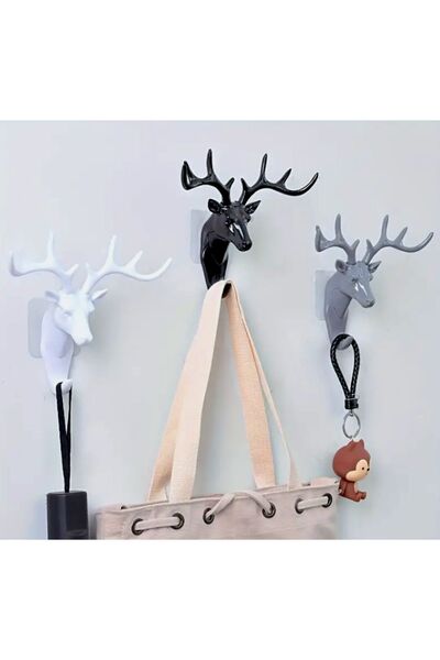 Generic Brand Deer Head Wall Hanger - 3 Different Colors - Perforation Free Hanging, Strong Load-Bearing Capacity