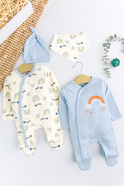 Babymod Gökkuşağı Temalı 2'li Uzun Kollu Kız/Erkek Bebek Tulum Takım