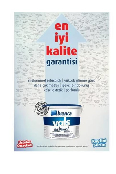 Bianca Vals İpekmat Silikonlu Silinebilir Duvar Boyası - Parfümlü 7.5 Lt