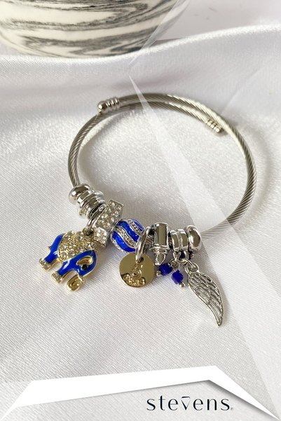 STEVENS Elephant Detailed Handcuff Bracelet Pndr