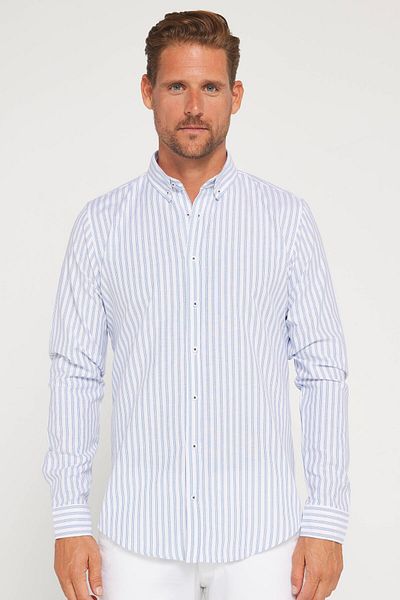 Tudors Ανδρικό πουκάμισο - Slim Fit, Μακρυμάνικο, Ριγέ γιακά, Κουμπωτό