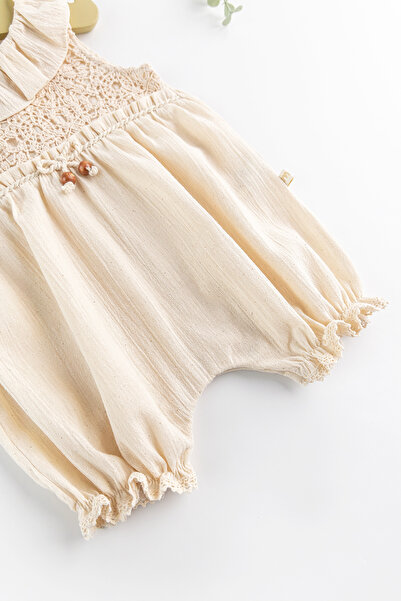 Babymod Frilly Collar Laced Summer Muslin Baby Girl Jumpsuit