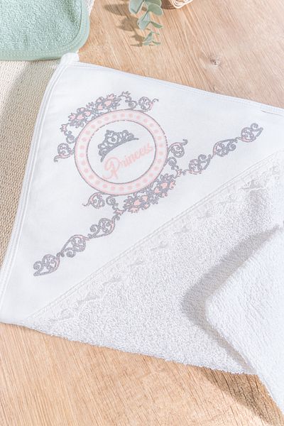 Babymod Princess Printed Lace 2-Piece Cotton Baby Towel Set