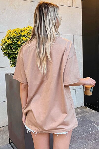 Swist Γυναικείο T-Shirt Oversize Mink Angel με στάμπα