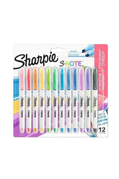 Sharpie FİNE PERMANENT MARKÖR KALEM SETİ KESİK UÇ SNOTE KREATİF 12 RENK