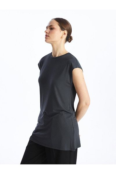 LC Waikiki Lcw Modest - Women's Crew Neck Short Sleeve Tunic