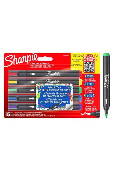 Sharpie Fine Permanent Marker Pen Set - Creative 5 Basic Colors