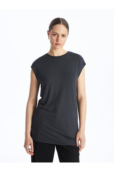 LC Waikiki Lcw Modest - Women's Crew Neck Short Sleeve Tunic