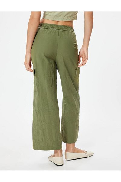 Koton Textured Pocket Cargo Pants - Straight Wide Leg