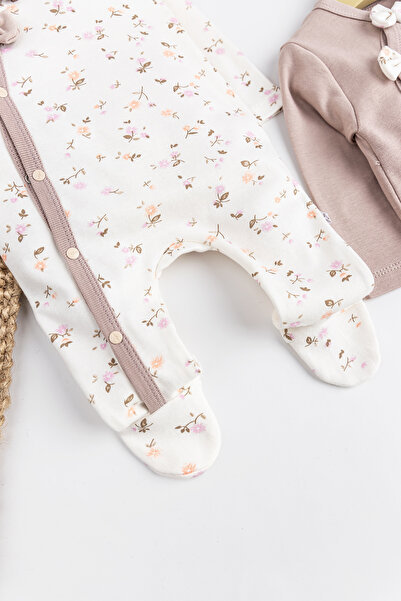 Babymod Floral Patterned 2-Piece Long Sleeve Baby Girl Jumpsuit Set