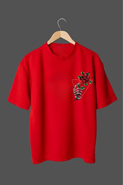 oneagılyazı Ruža Štampano Unisex Oversize kroj T-shirt