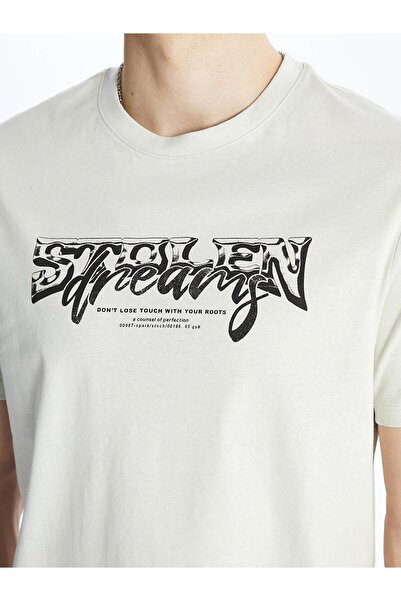 LC Waikiki Ανδρικό χτενισμένο βαμβακερό μπλουζάκι XSIDE - Πλήρης λαιμόκοψη, κοντό μανίκι, εμπριμέ