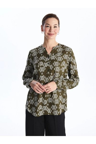 LC Waikiki LCW Grace - Print Women's Long Sleeve Leak Collar Blouse