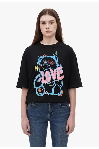 Moda Glo Tricou oversize din bumbac cu imprimeu Love Bear - Trend Fashion