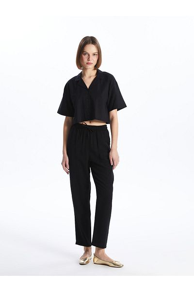 LC Waikiki Carrot Cut Plain Linen Blended Women's Trousers