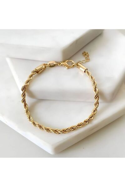 MAYA JEWELRY 14 Ayar Kaplamalı Çelik Burgu Bileklik