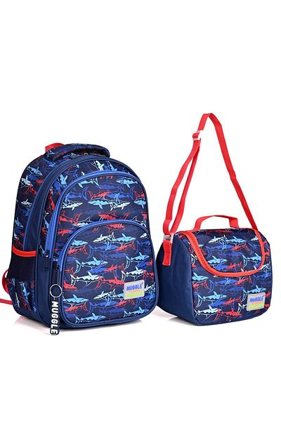 MUGGLE Mu-006 Set de rucsac de școală Shark din 2 piese