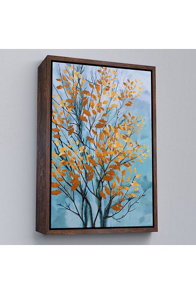 Harita Sepeti Pânză decorativă abstractă cu frunze portocalii înrămate Tbalo-5177