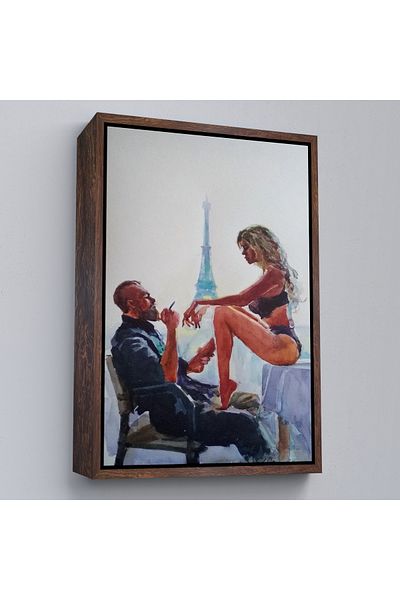 Harita Sepeti Paris Eiffel View cu cadru Valentine Acuarelă Vedere Pictură de perete-6298