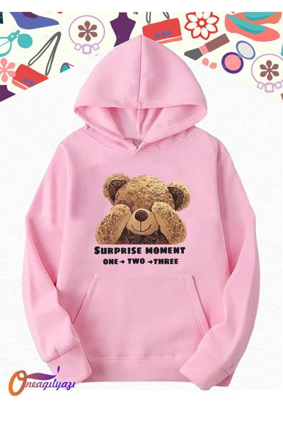 oneagılyazı سويت شيرت نسائي بغطاء للرأس مطبوع عليه لحظة مفاجئة