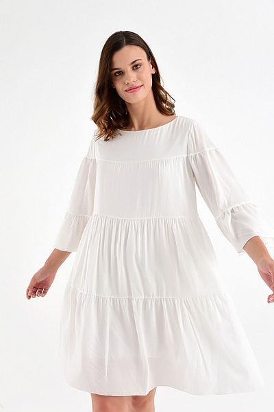 Laranor Rochie de damă, ecru, cu croială largi, din voal colorat 20L6832