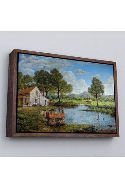 Harita Sepeti Tablou decorativ pe pânză cu cadru Village și vedere la țăruș-3425