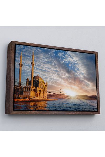 Harita Sepeti Tablou decorativ pe pânză cu peisajul moscheei Ortaköy și punte Boğaziçi-6504