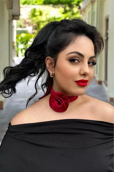 Only Vogue Rose Patterned Choker Necklace - Fabric
