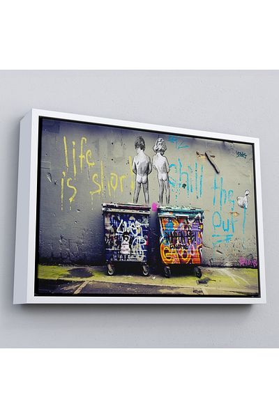 Harita Sepeti Pictură pe pânză pentru copii care lucrează la coșul de gunoi Bansky într-un cadru / Life Short-5154