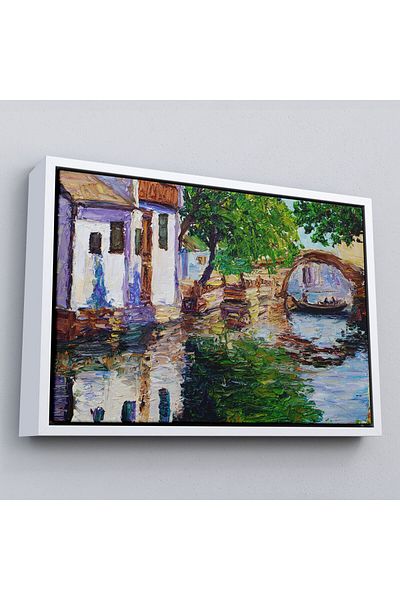 Harita Sepeti Pictură în ulei înrămată Peisaj Canal Pictură decorativă pe pânză de perete-3765
