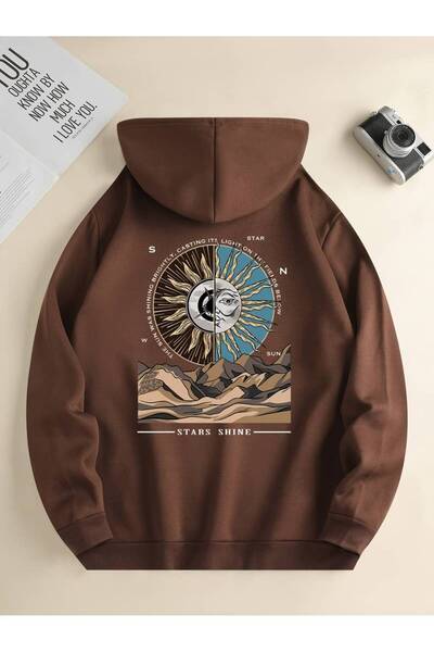 AMMA Χειμερινό φούτερ με κουκούλα Unisex 3 Thread Oversize - Stars Shine Printed