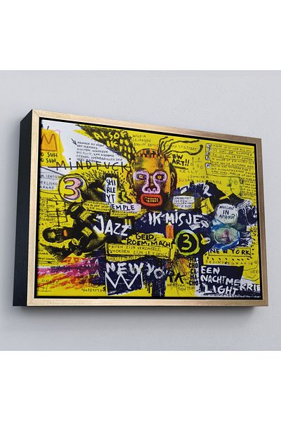 Harita Sepeti Επιτραπέζιο καμβάς με κορνίζα Jean Michel Basquiat City Art-5095