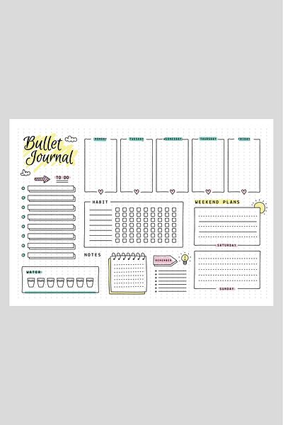 cabuk baskı Bullet Journal Λίστα εκκρεμοτήτων - Καθημερινά Στόχοι Κάνοντας 21*29cm 50 Φύλλα