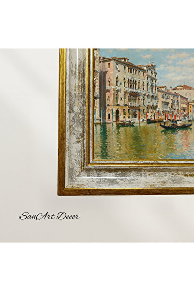 Sanart Pictură de epocă cu cadru, pictură în ulei, pictură înrămată, decor artistic, pictură peisaj