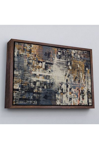 Harita Sepeti Pictură de perete pe pânză decorativă geometrică abstractă înrămată-3658