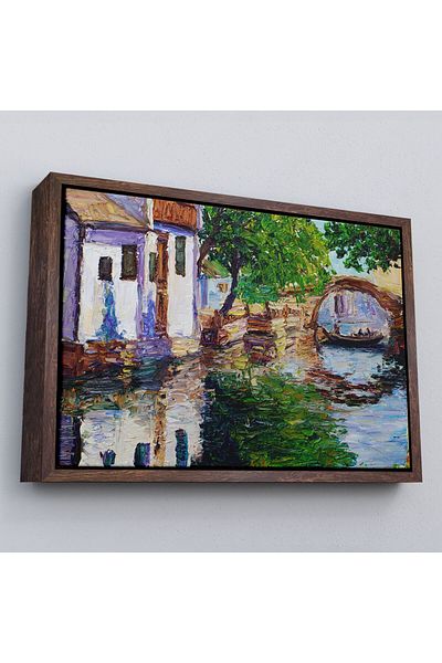 Harita Sepeti Pictură în ulei înrămată Peisaj Canal Pictură decorativă pe pânză de perete-3765