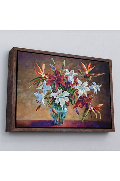 Harita Sepeti Ελαιογραφία με κορνίζα Lily Flowers Εμφάνιση Διακοσμητικός πίνακας τοίχου σε καμβά-3602