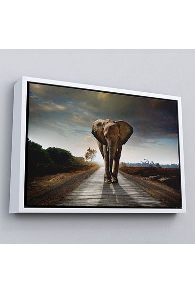 Harita Sepeti Tablou decorativ pe pânză elefant înrămat-1118