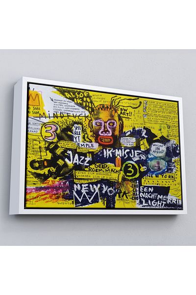 Harita Sepeti Pictură pe pânză cu cadru Jean Michel Basquiat City Art-5095