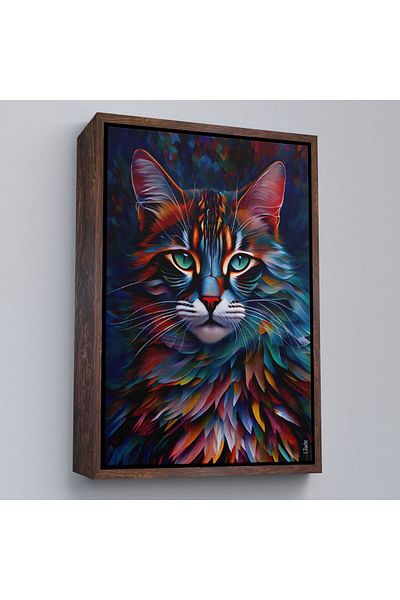 Harita Sepeti Pictură decorativă de perete cu pisică colorată și carismatică într-un cadru-6225