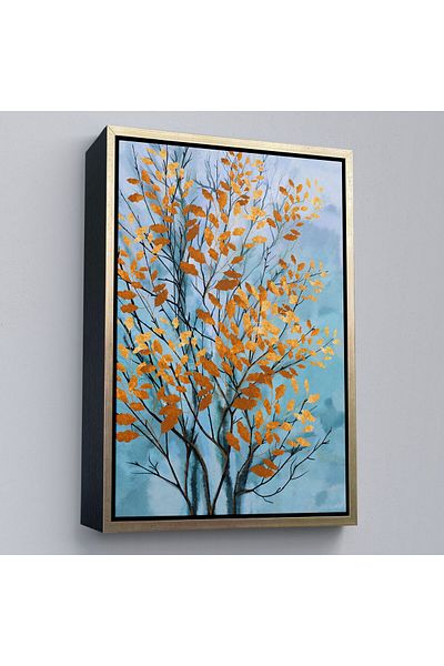 Harita Sepeti Pânză decorativă abstractă cu frunze portocalii înrămate Tbalo-5177