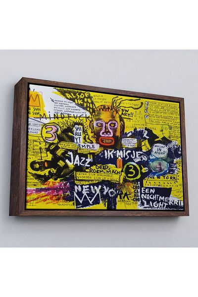Harita Sepeti Pictură pe pânză cu cadru Jean Michel Basquiat City Art-5095