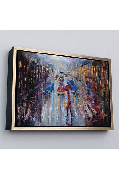 Harita Sepeti Pictură murală modernă pe pânză cu aspect de vopsea în ulei înrămată, Tablo-1197