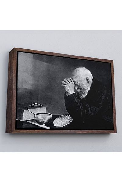 Harita Sepeti Εικόνα σε καρέ Eric Enstrom Grace Man Praying on Bread Πίνακας σε καμβά, Ασπρόμαυρη εκτύπωση-5394
