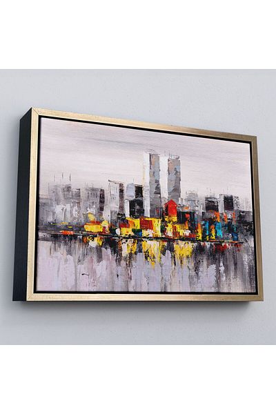 Harita Sepeti Pictură în ulei de peisajul orașului New York cu cadru Vedere pictură decorativă pe pânză-3557