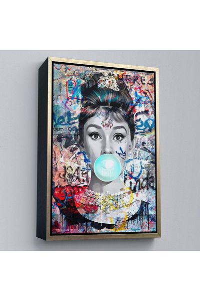 Harita Sepeti Επιτοίχια ζωγραφική Audrey Hepburn Graffiti Pop Art με κορνίζα-6470